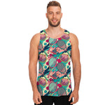 Retro Tennis Pattern Print Men's Tank Top
