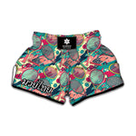 Retro Tennis Pattern Print Muay Thai Boxing Shorts