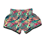 Retro Tennis Pattern Print Muay Thai Boxing Shorts