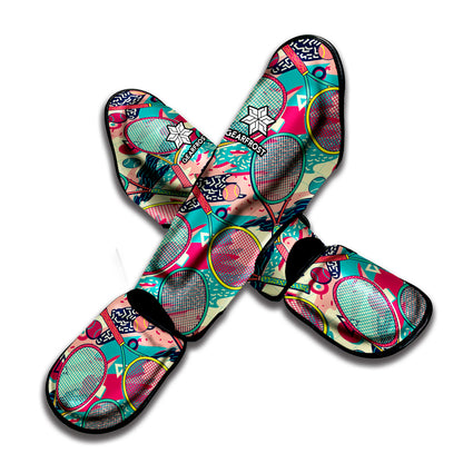 Retro Tennis Pattern Print Muay Thai Shin Guard