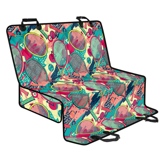 Retro Tennis Pattern Print Pet Car Back Seat Cover