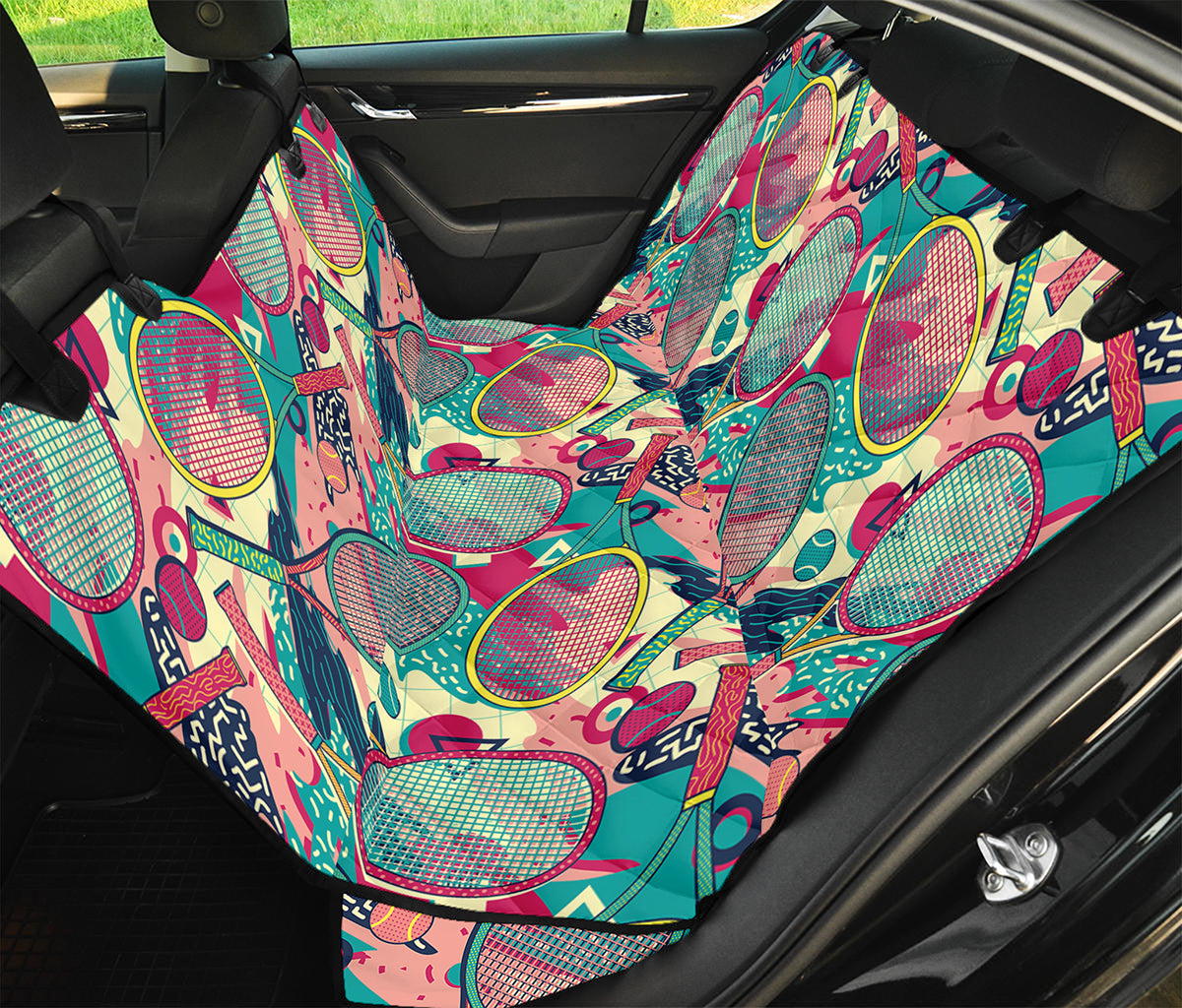 Retro Tennis Pattern Print Pet Car Back Seat Cover