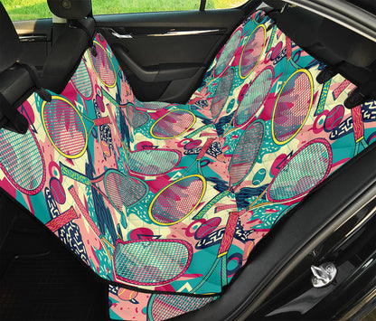 Retro Tennis Pattern Print Pet Car Back Seat Cover
