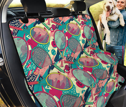 Retro Tennis Pattern Print Pet Car Back Seat Cover
