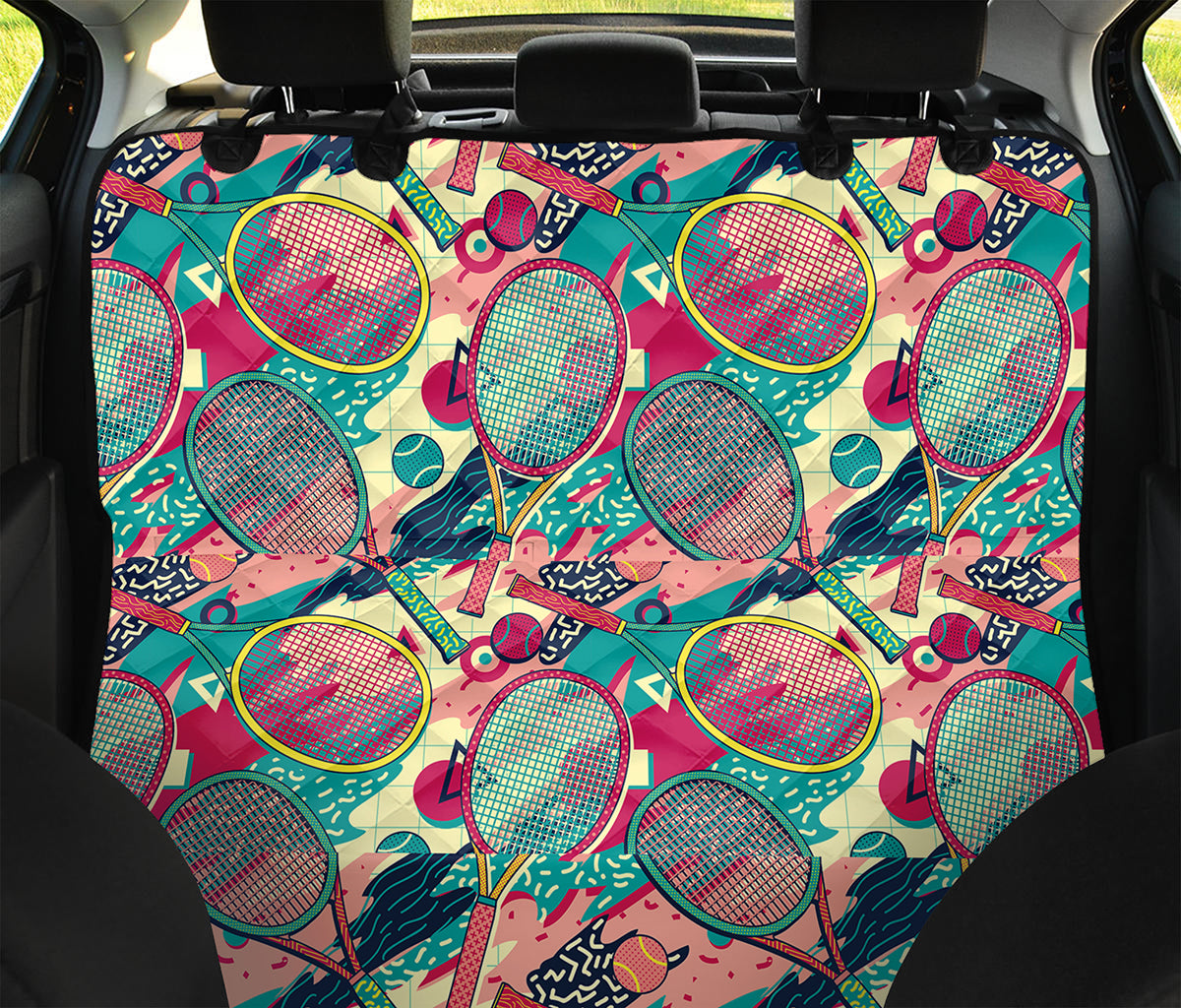 Retro Tennis Pattern Print Pet Car Back Seat Cover