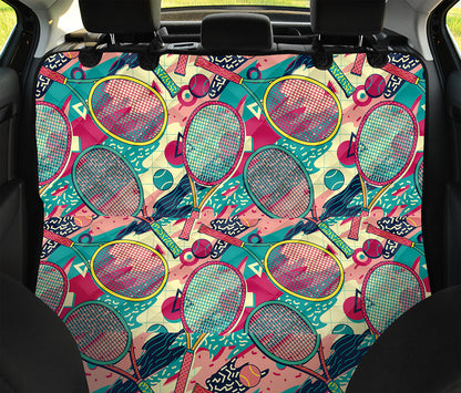 Retro Tennis Pattern Print Pet Car Back Seat Cover