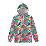 Retro Tennis Pattern Print Pullover Hoodie