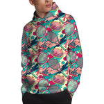 Retro Tennis Pattern Print Pullover Hoodie