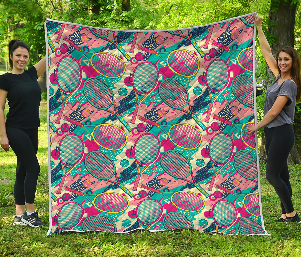 Retro Tennis Pattern Print Quilt