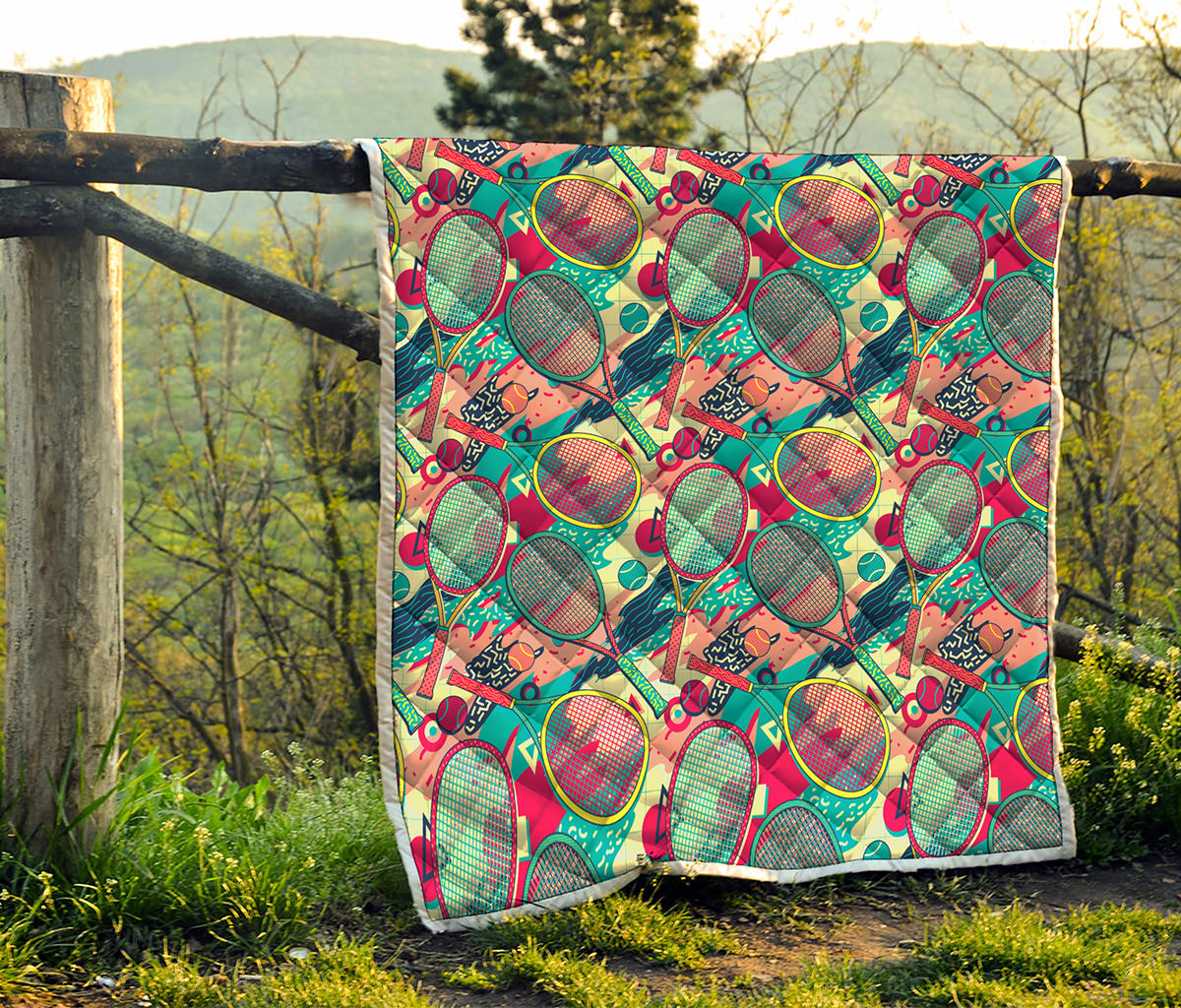 Retro Tennis Pattern Print Quilt