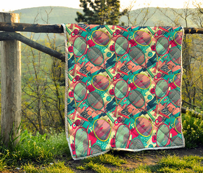 Retro Tennis Pattern Print Quilt