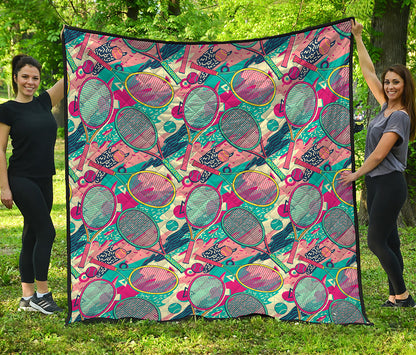 Retro Tennis Pattern Print Quilt