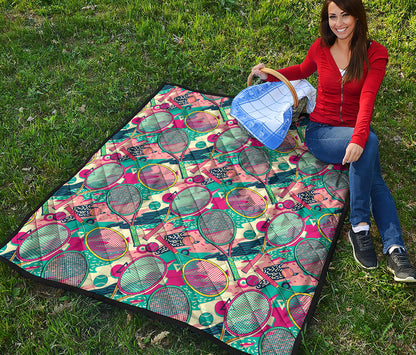 Retro Tennis Pattern Print Quilt
