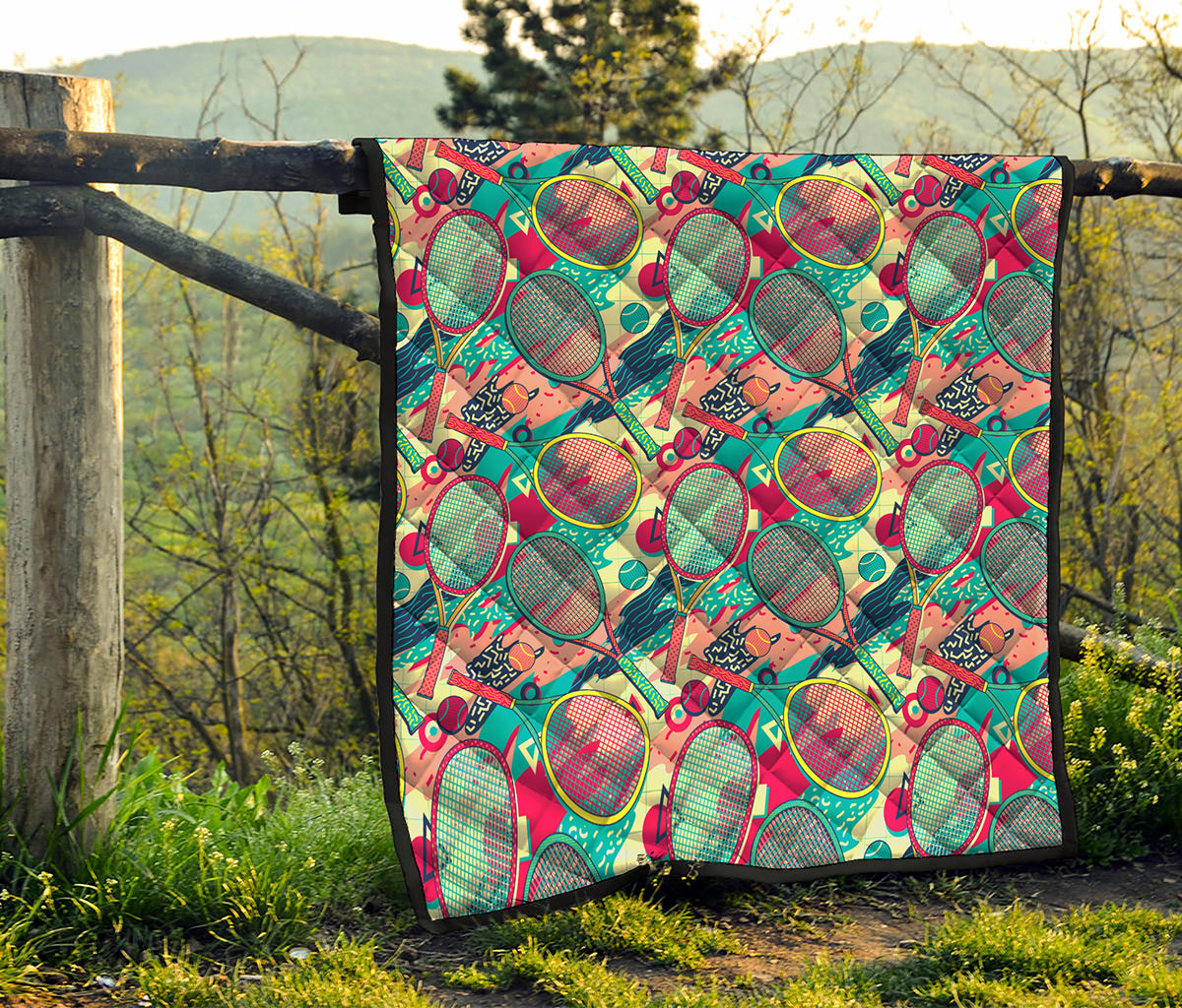 Retro Tennis Pattern Print Quilt