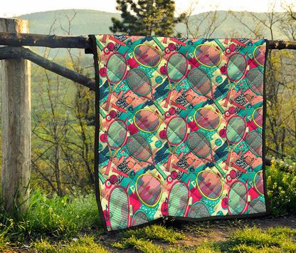 Retro Tennis Pattern Print Quilt