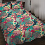 Retro Tennis Pattern Print Quilt Bed Set