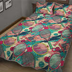 Retro Tennis Pattern Print Quilt Bed Set
