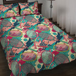 Retro Tennis Pattern Print Quilt Bed Set
