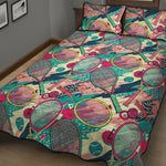 Retro Tennis Pattern Print Quilt Bed Set