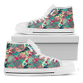 Retro Tennis Pattern Print White High Top Sneakers