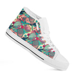 Retro Tennis Pattern Print White High Top Shoes