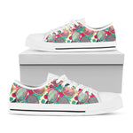 Retro Tennis Pattern Print White Low Top Shoes