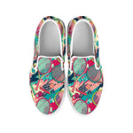 Retro Tennis Pattern Print White Slip On Shoes
