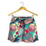 Retro Tennis Pattern Print Women's Shorts