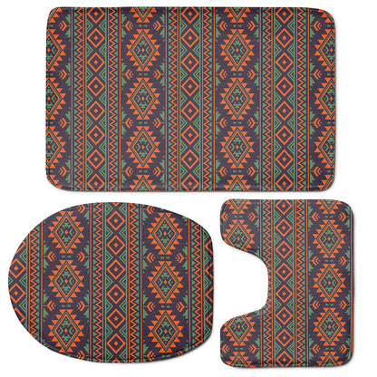 Retro Tribal Navajo Pattern Print 3 Piece Bath Mat Set