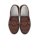Retro Tribal Navajo Pattern Print Black Slip On Shoes