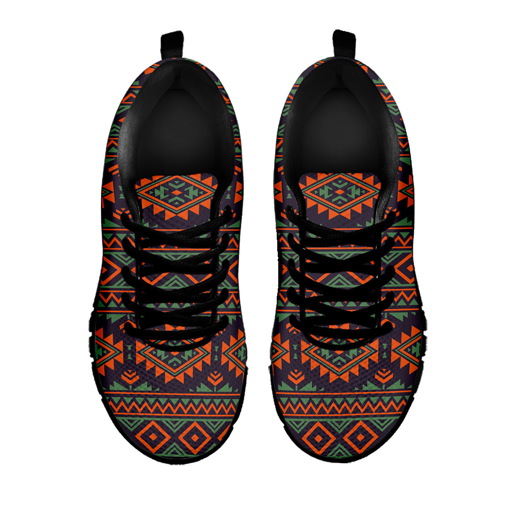 Retro Tribal Navajo Pattern Print Black Sneakers