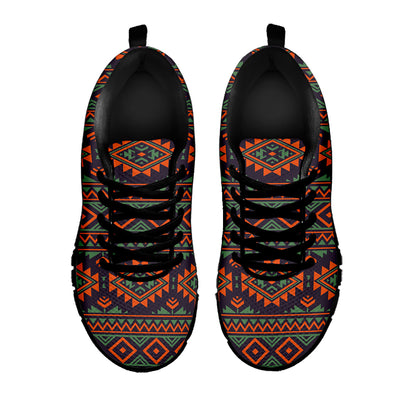 Retro Tribal Navajo Pattern Print Black Sneakers