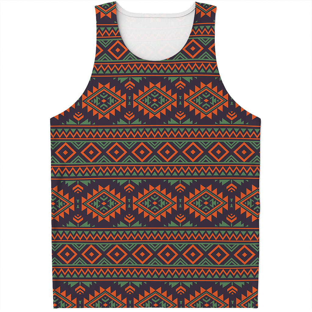 Retro Tribal Navajo Pattern Print Men's Tank Top