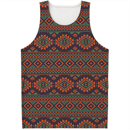 Retro Tribal Navajo Pattern Print Men's Tank Top