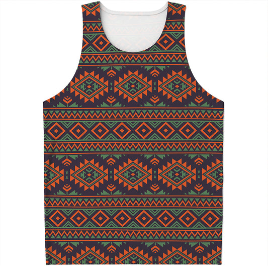 Retro Tribal Navajo Pattern Print Men's Tank Top