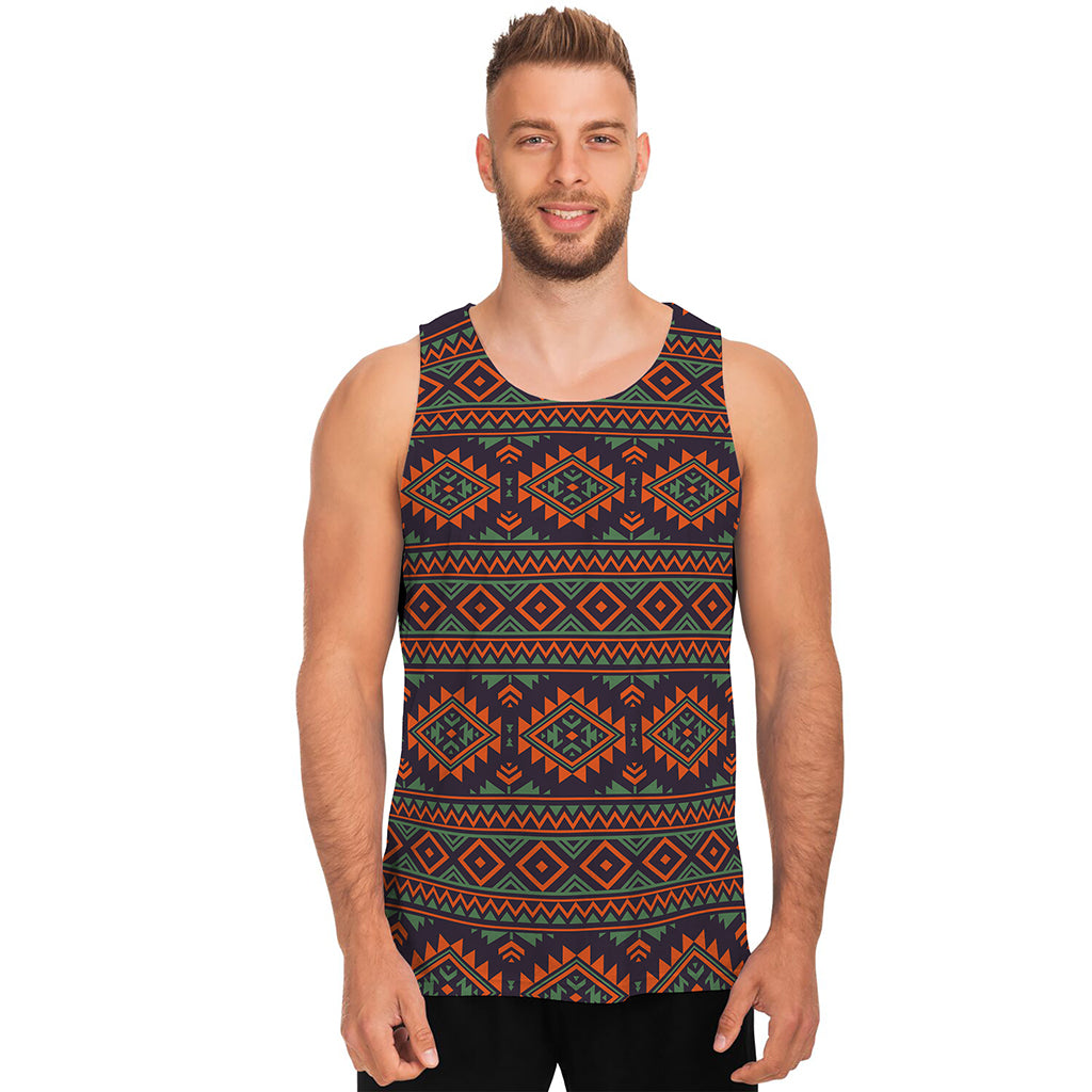 Retro Tribal Navajo Pattern Print Men's Tank Top