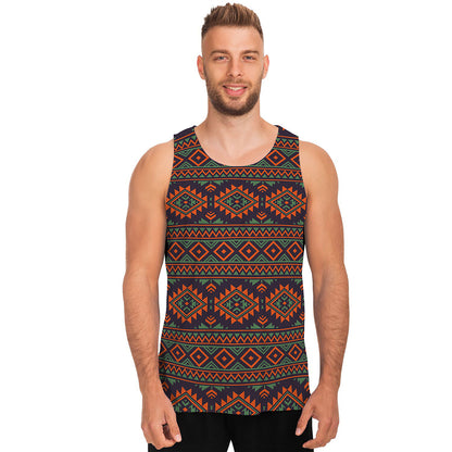 Retro Tribal Navajo Pattern Print Men's Tank Top