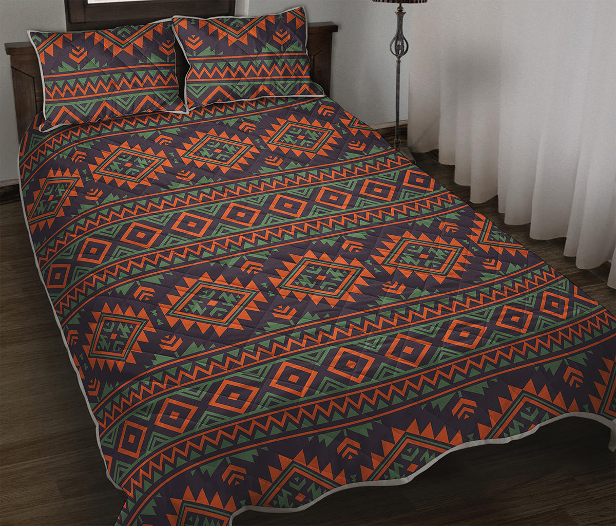 Retro Tribal Navajo Pattern Print Quilt Bed Set