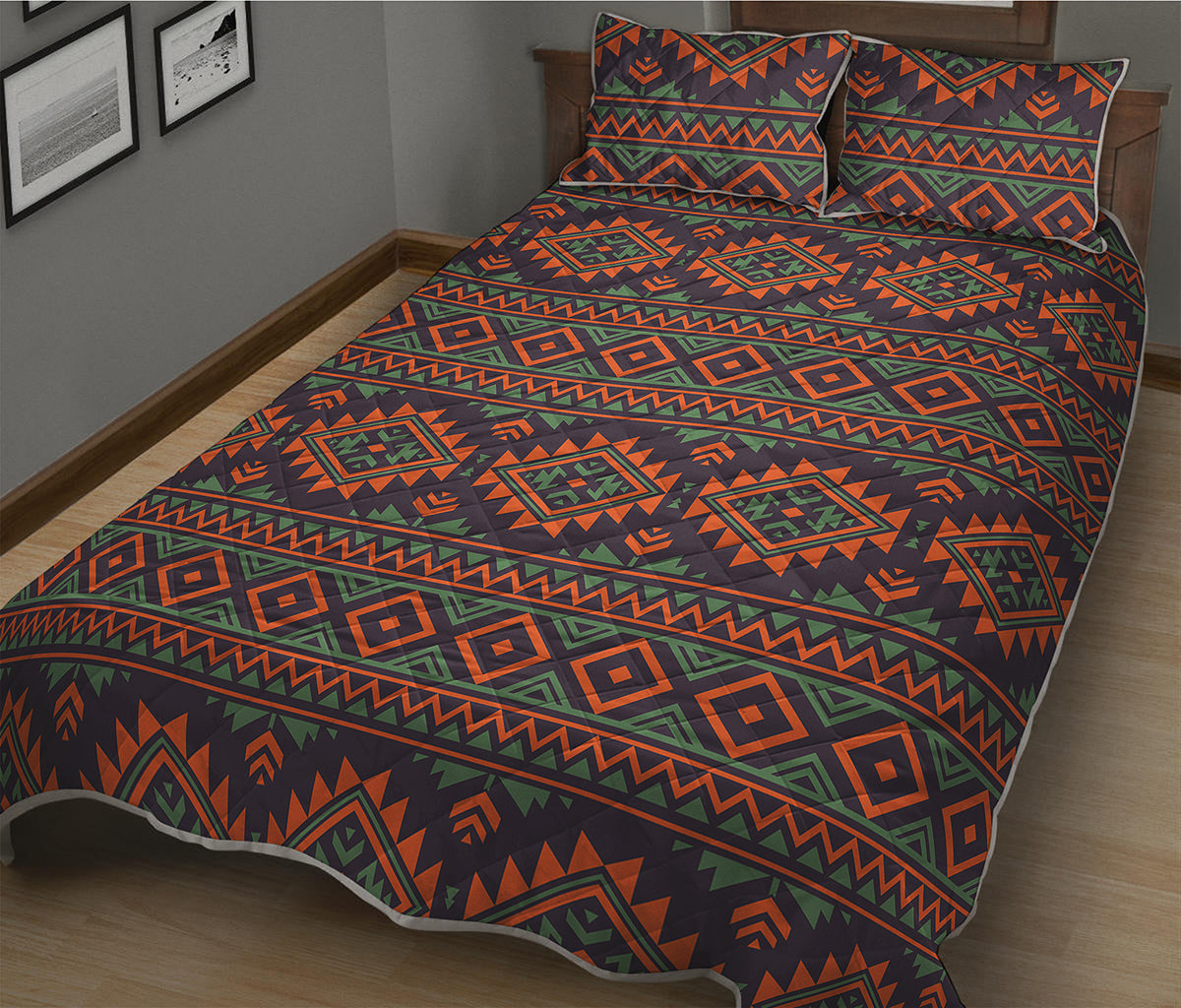 Retro Tribal Navajo Pattern Print Quilt Bed Set