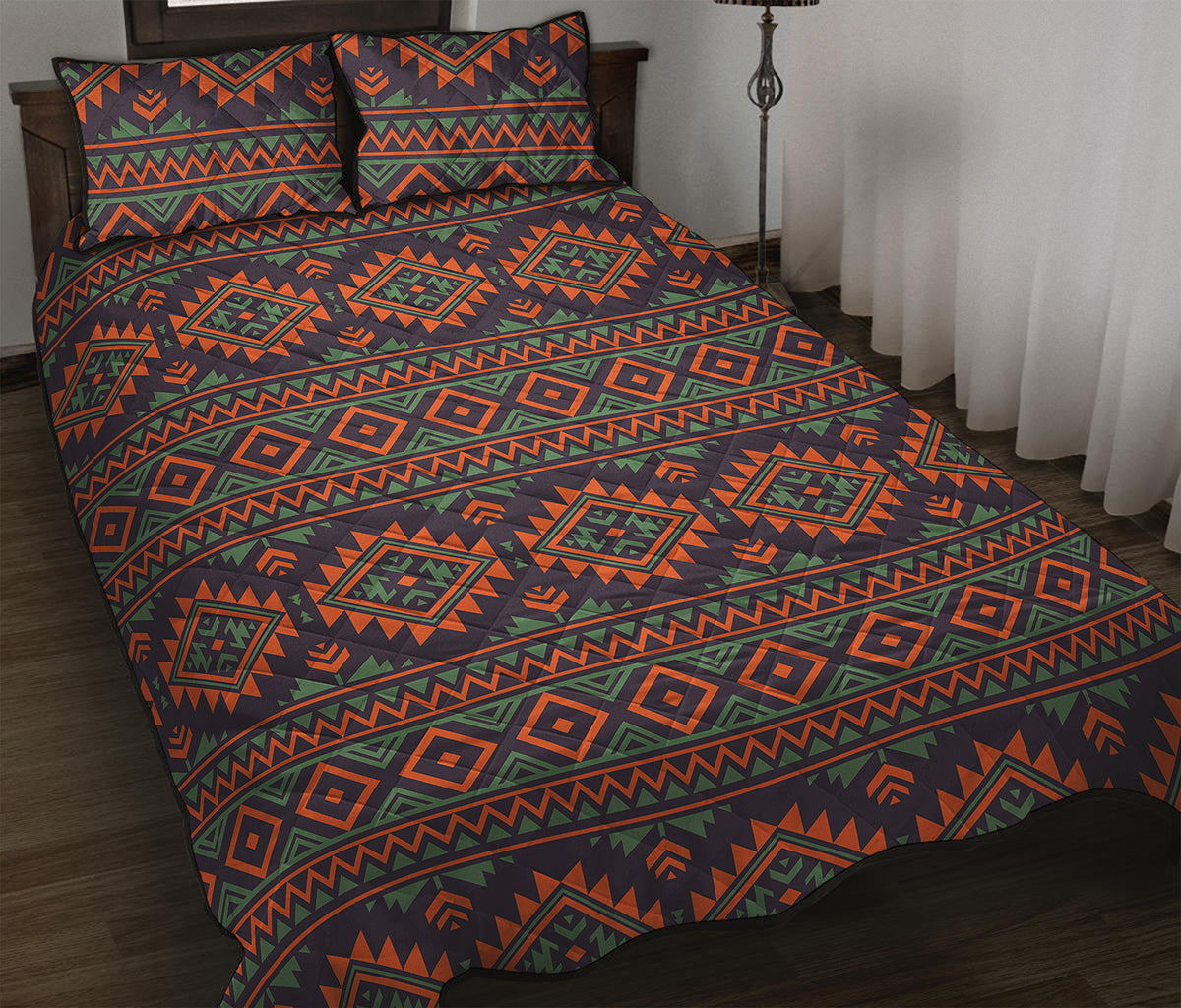Retro Tribal Navajo Pattern Print Quilt Bed Set