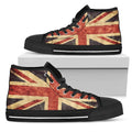 Retro Union Jack British Flag Print Black High Top Sneakers