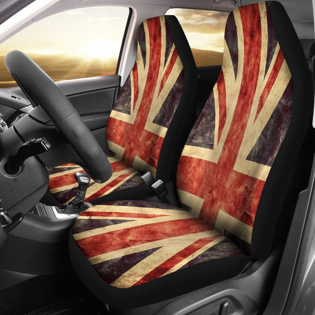 Retro Union Jack British Flag Print Universal Fit Car Seat Covers GearFrost