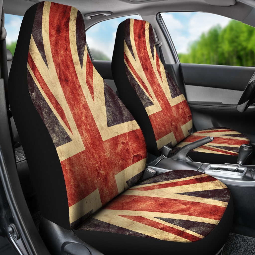 Retro Union Jack British Flag Print Universal Fit Car Seat Covers GearFrost