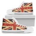 Retro Union Jack British Flag Print White High Top Sneakers