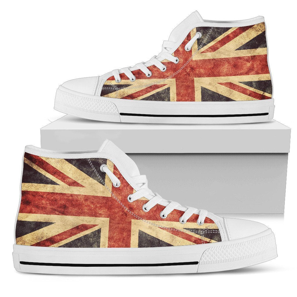 Retro Union Jack British Flag Print Women's High Top Shoes GearFrost