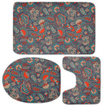 Retro Vintage Bohemian Floral Print 3 Piece Bath Mat Set