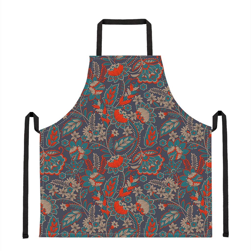 Retro Vintage Bohemian Floral Print Apron