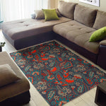 Retro Vintage Bohemian Floral Print Area Rug GearFrost