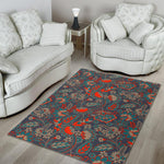 Retro Vintage Bohemian Floral Print Area Rug GearFrost