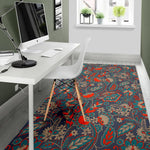 Retro Vintage Bohemian Floral Print Area Rug GearFrost